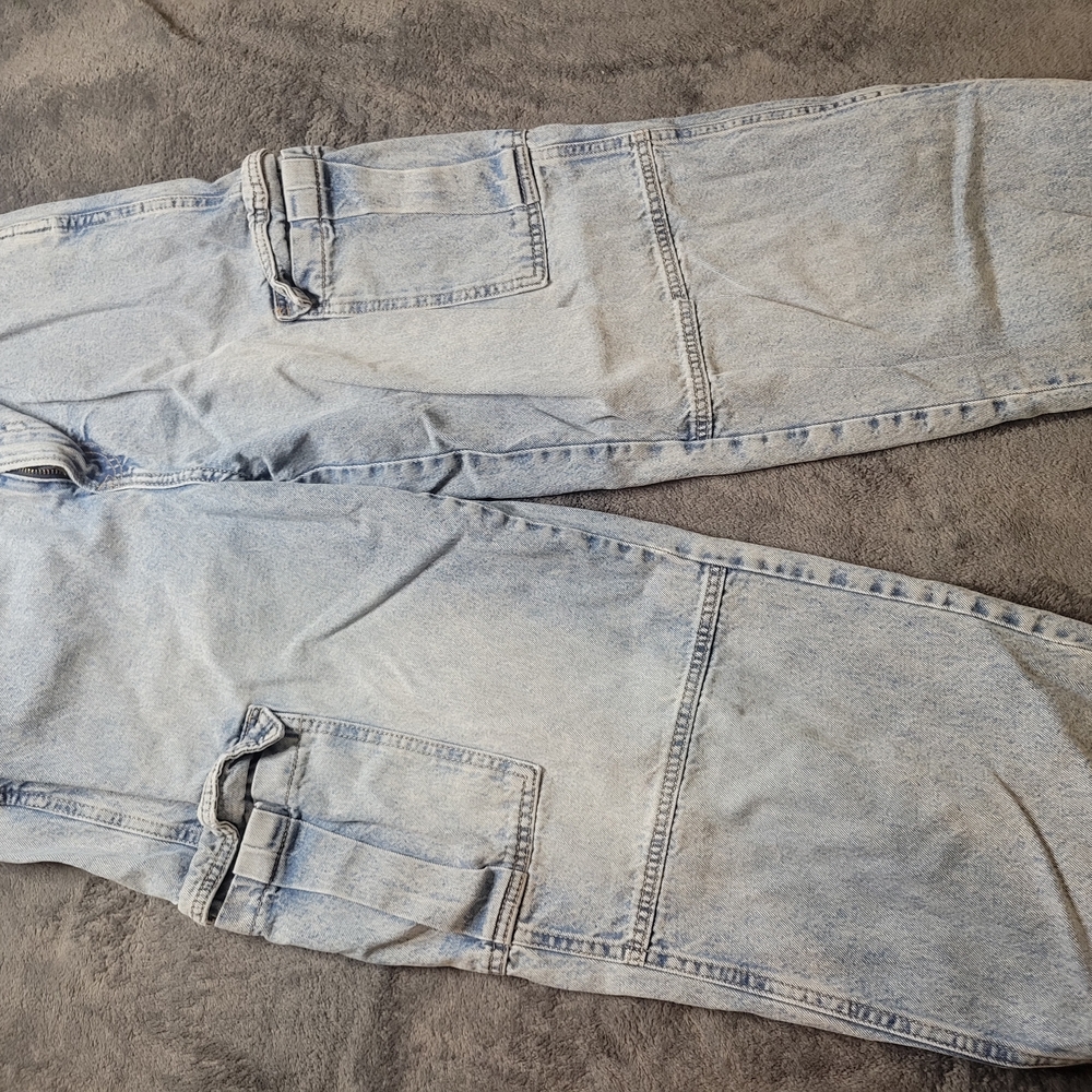 Light Blue Denim Cargo Pants